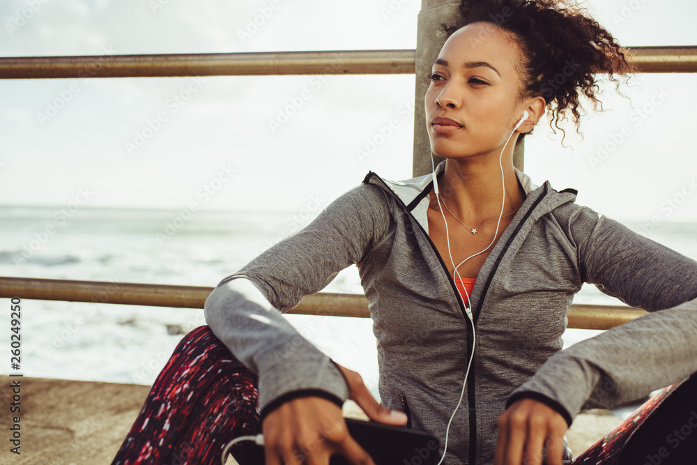 Runner relaxing after her workout