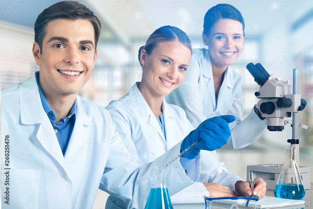 Group of the scientists working at the laboratory