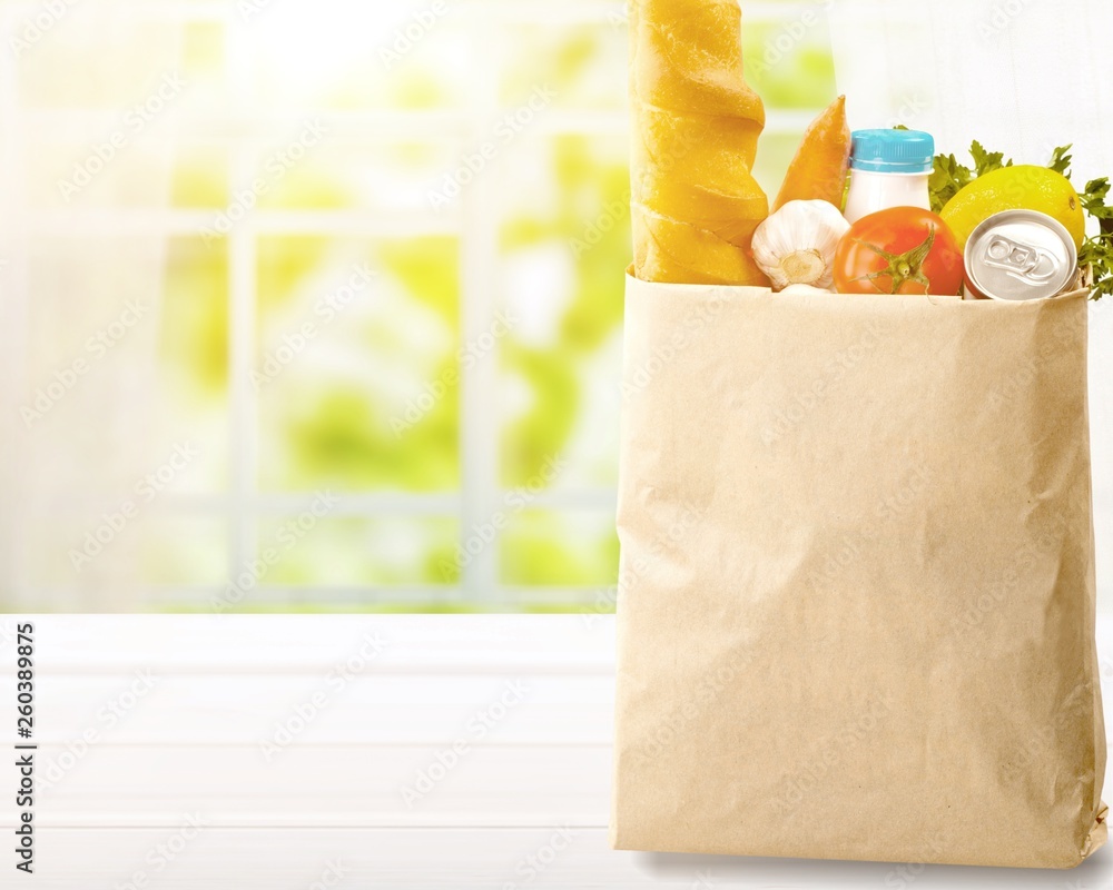 Full shopping  bag, isolated over  background