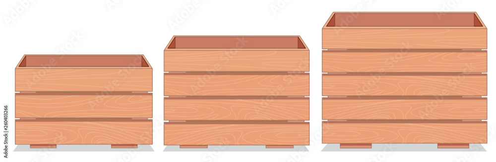 Set of wooden crate