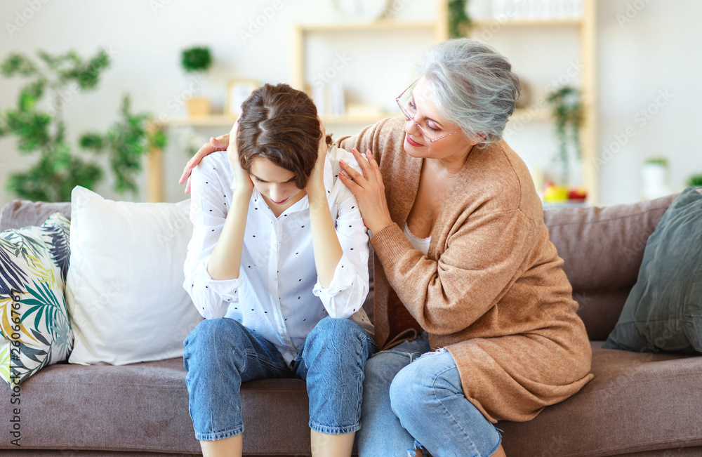 conflict of family two generations old mother and adult daughter