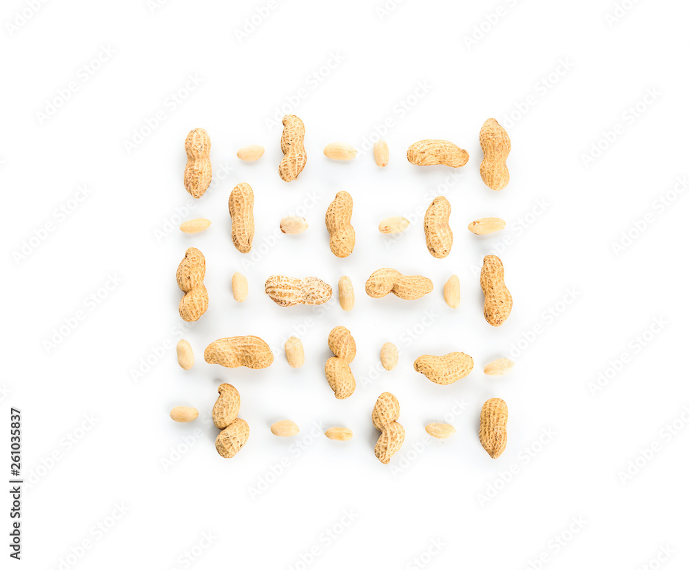 Tasty peanuts on white background