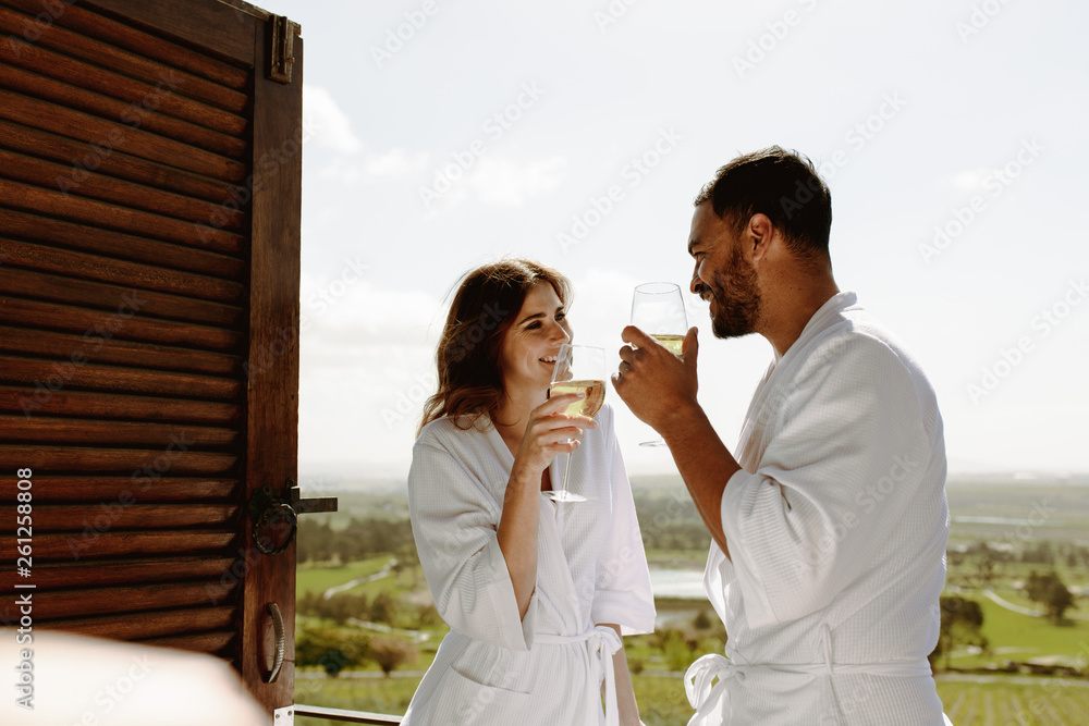 Couple enjoying wine