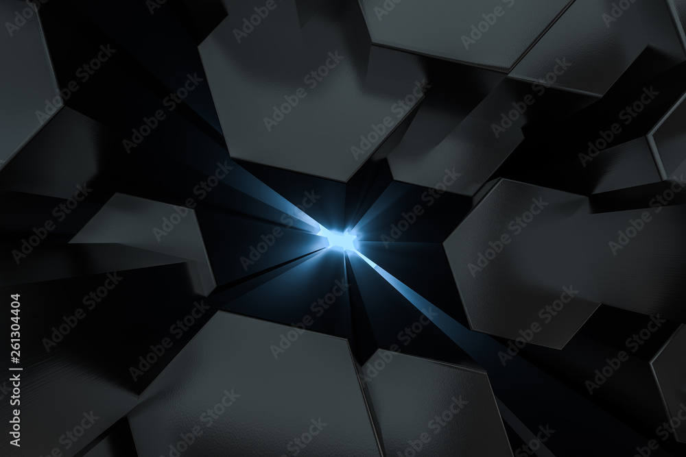 3d rendering, dark hexagonal background, sci-fi background