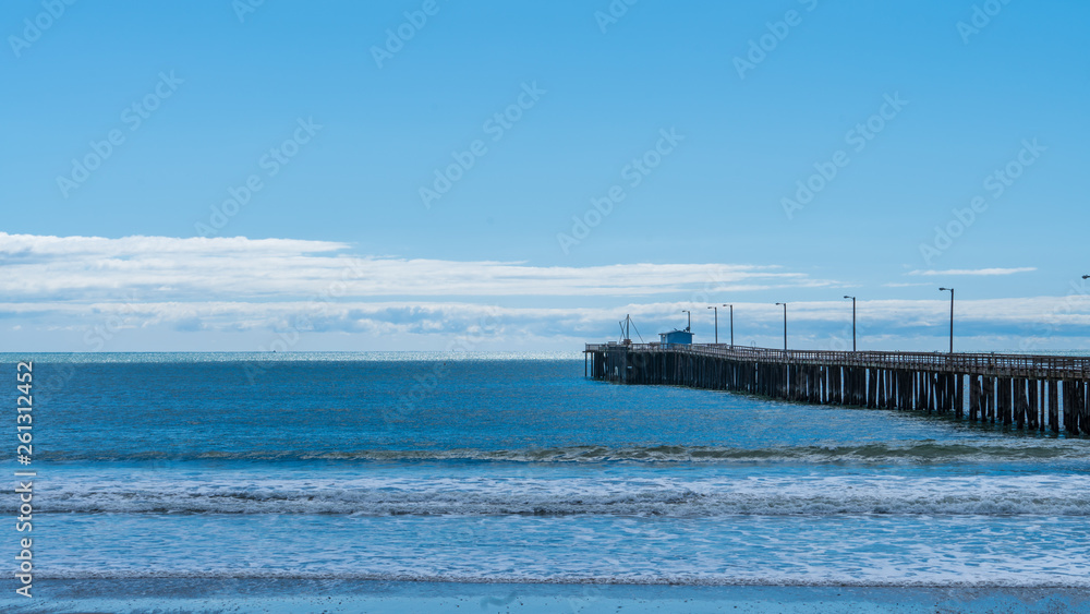 Pier in the sea on coast of California