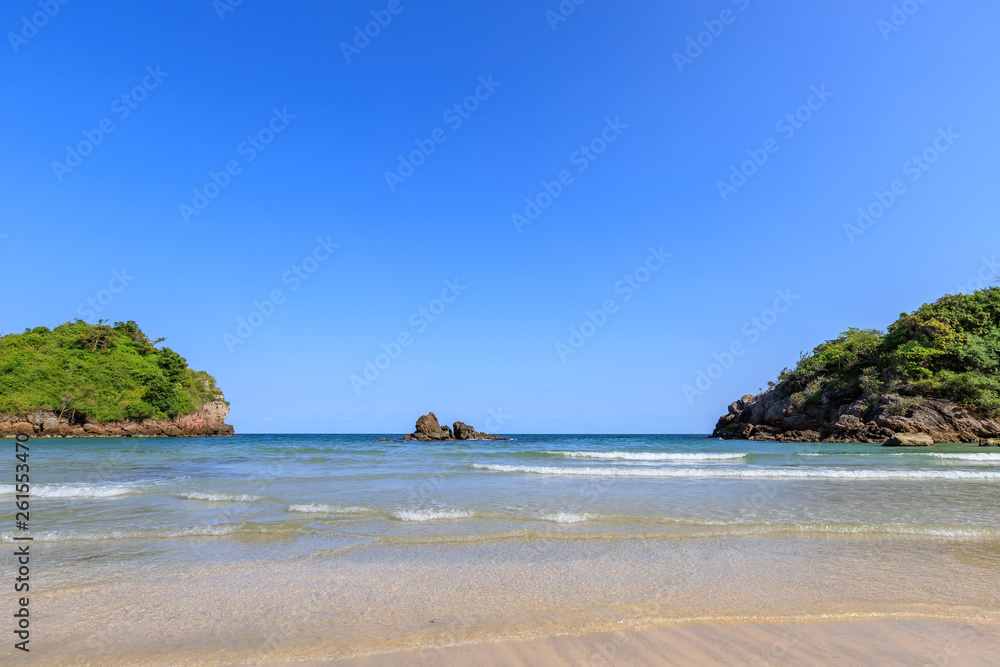 Clear turquoise blue sea at Bo Thong Lang Bay, Bang Saphan district, Prachuap Khiri Khan, Thailand