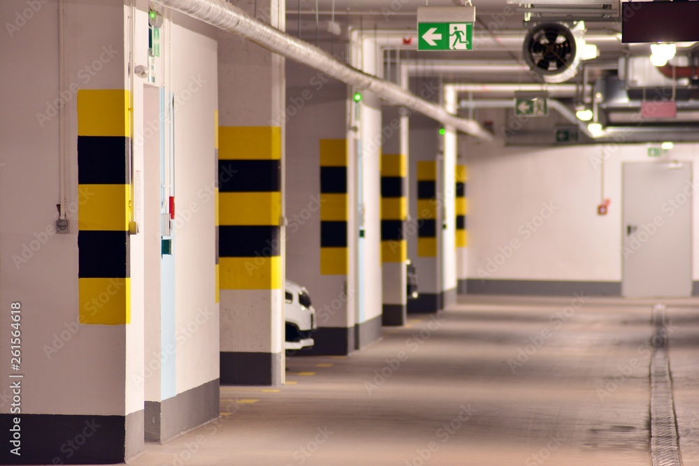 Underground parking garage of a modern house