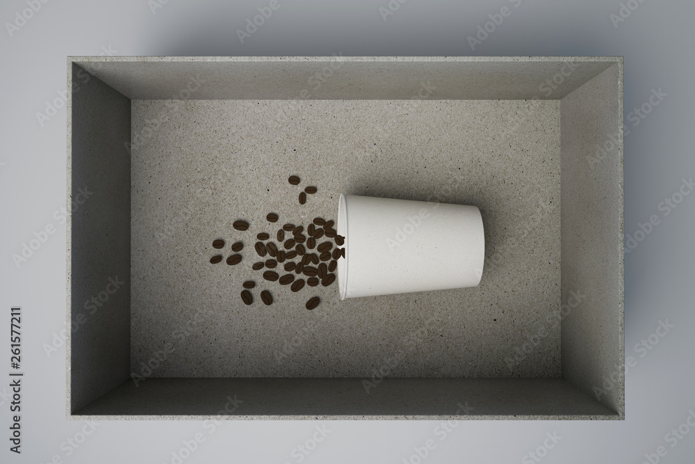 Coffee cup and coffee beans