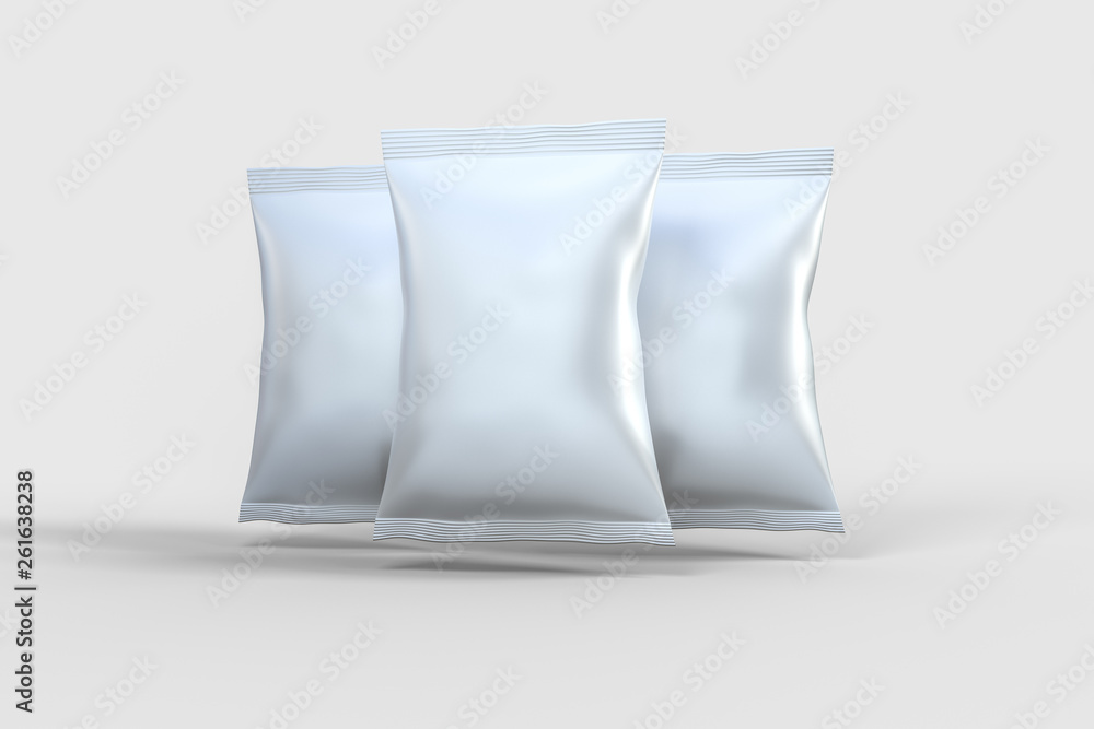 3d rendering, white packing bags with white background