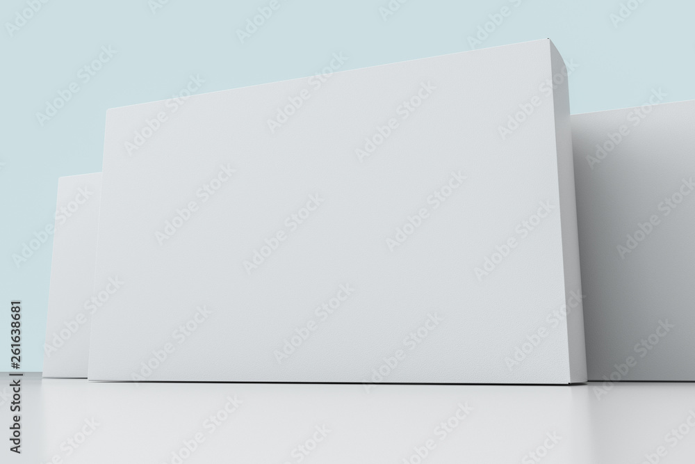 3d rendering, white packing boxes with white background