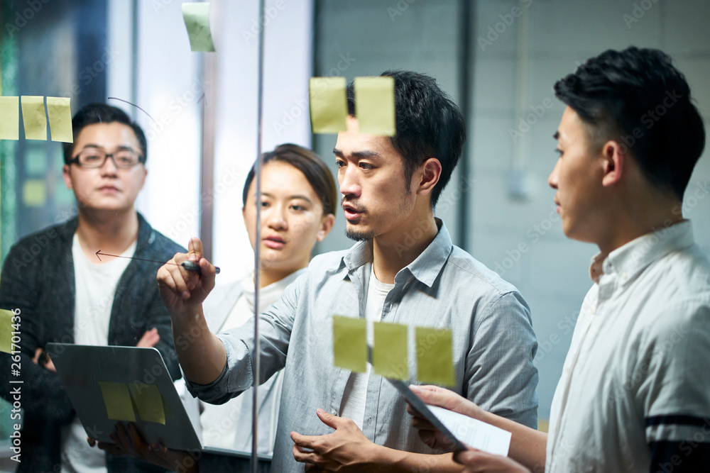 young asian business team people meeting in office