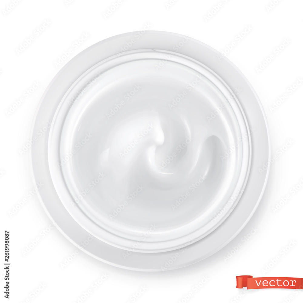 Hygienic cream, top view. 3d realistic vector illustration