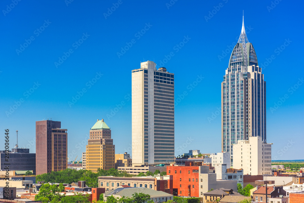 Mobile, Alabama, USA downtown skyline.