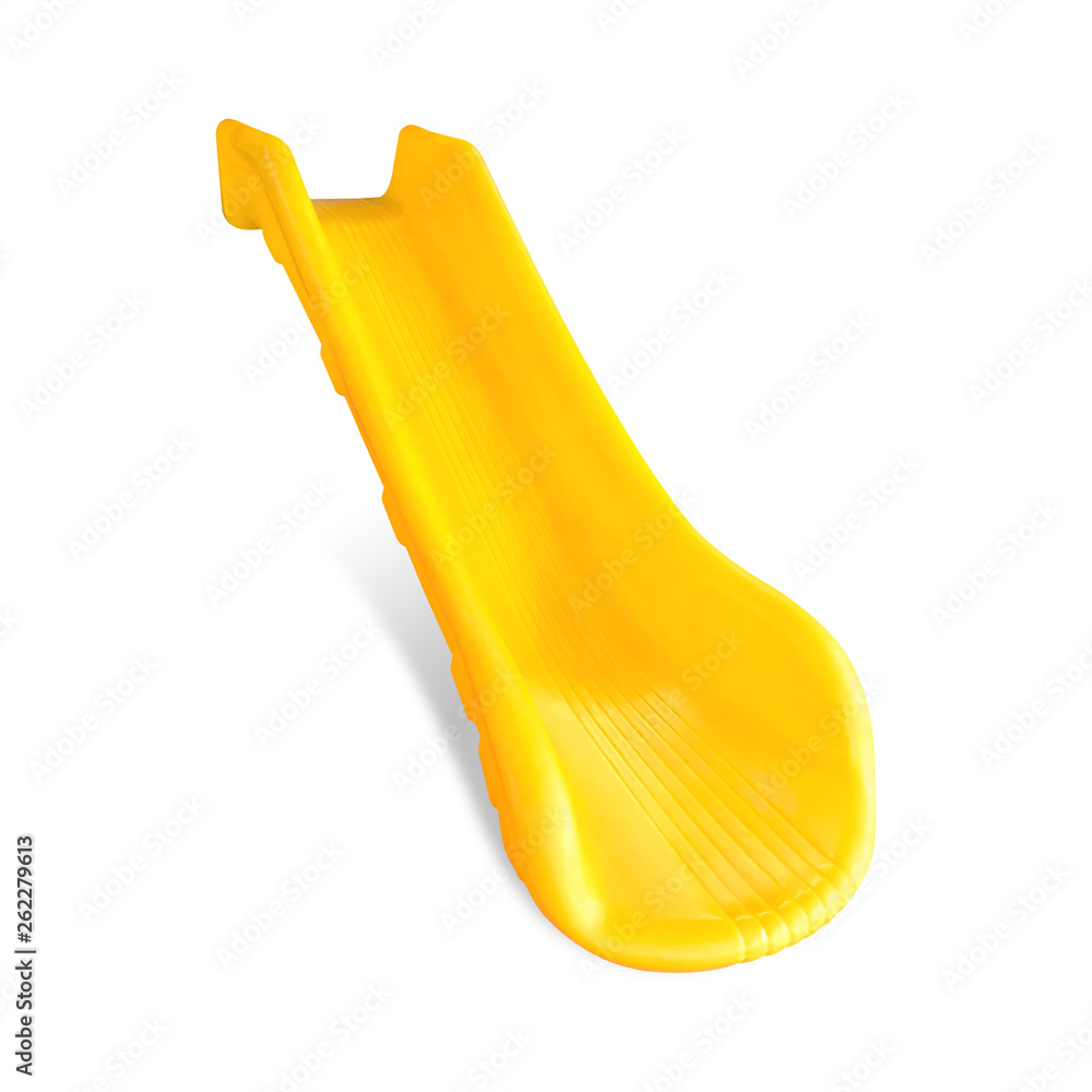 Children slide isolated on white background. Yellow sliding board for kids. ( Clipping path )