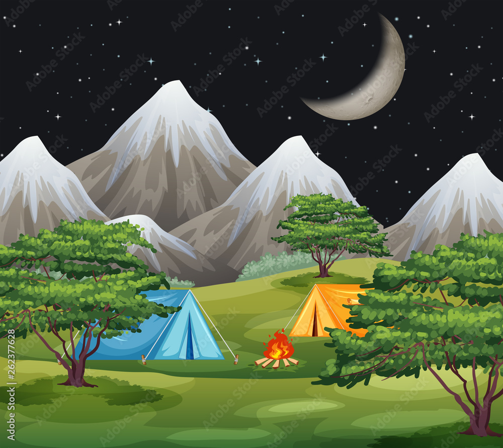 A nature campsite landscape