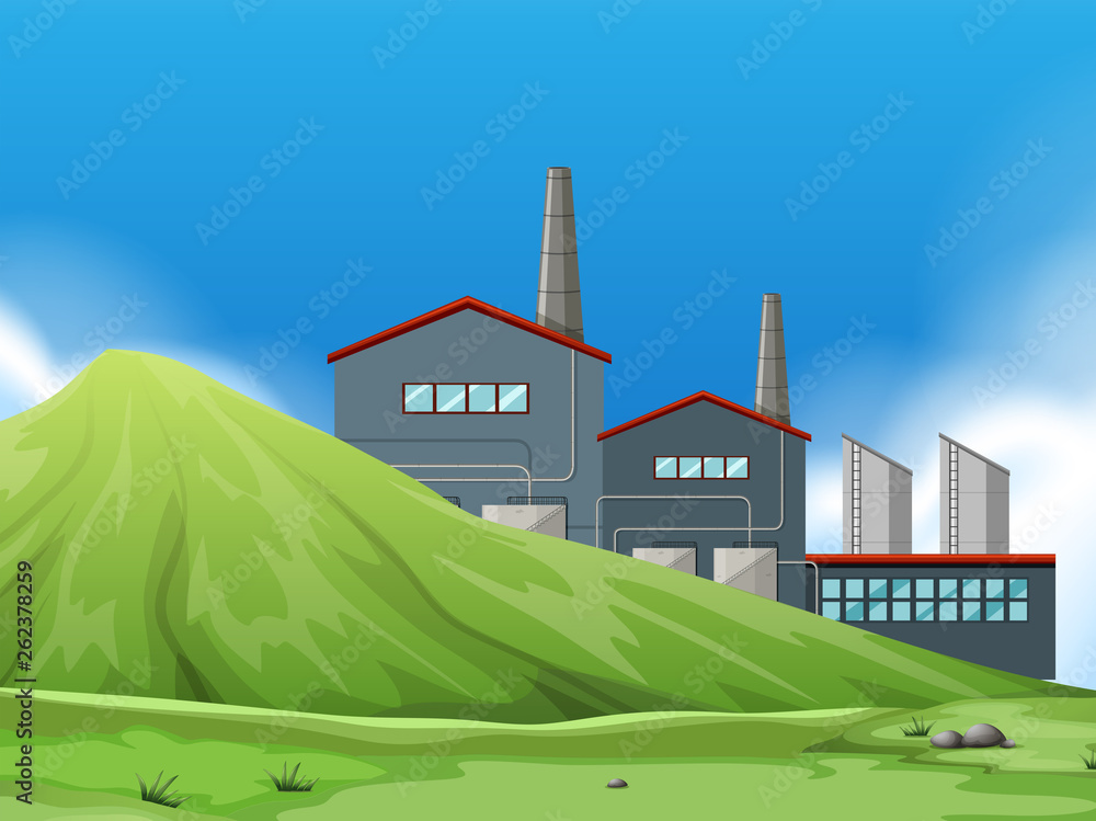 Isolated factory in nature