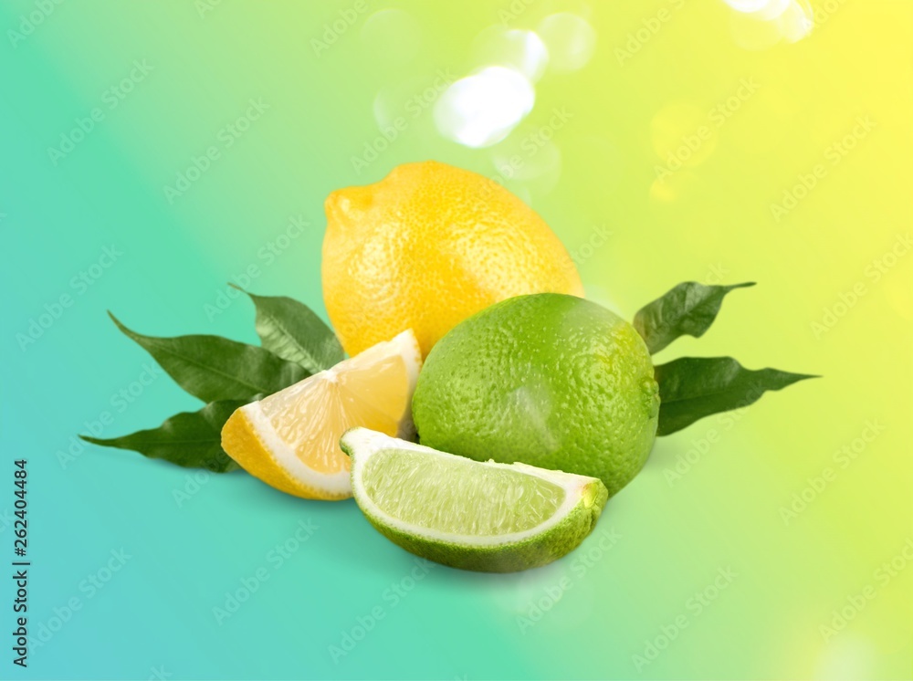 collection of fresh limes and lemons - collage