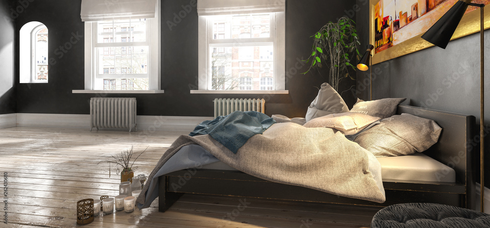 Luxury Bedroom (panoramic concept) - 3d visualization