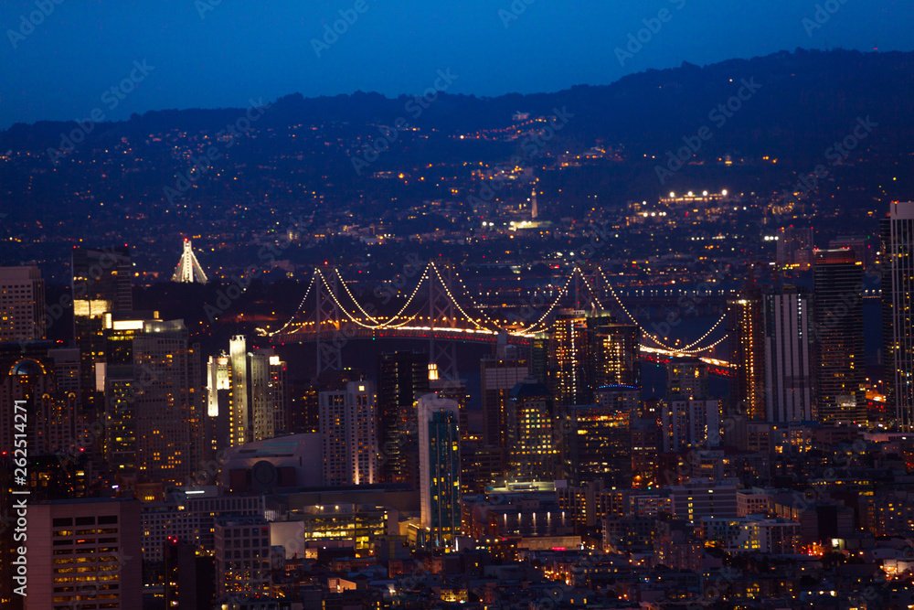 Oakland Bay Bridge in San Francisco at night