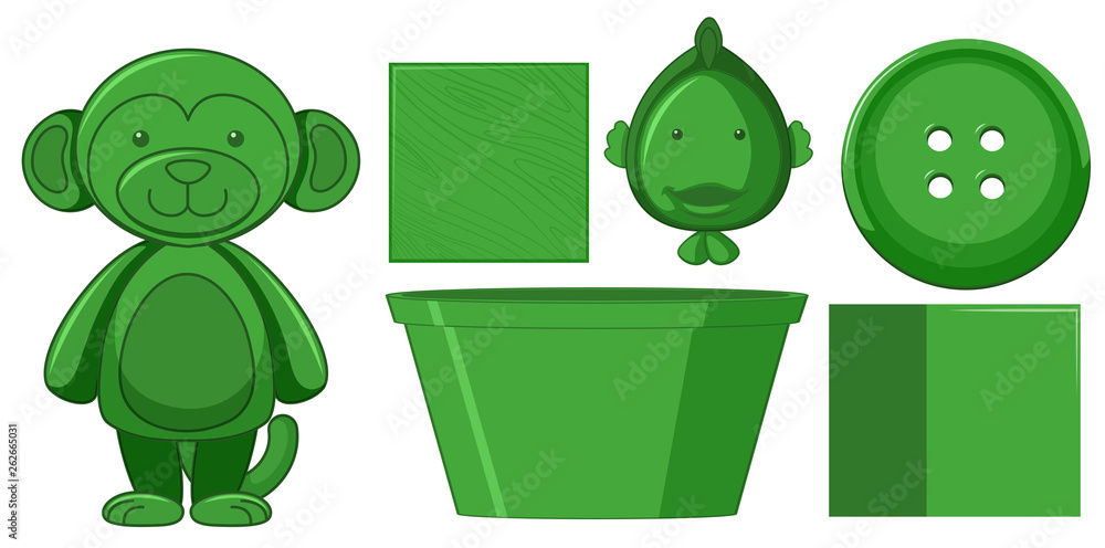 Set of green toys