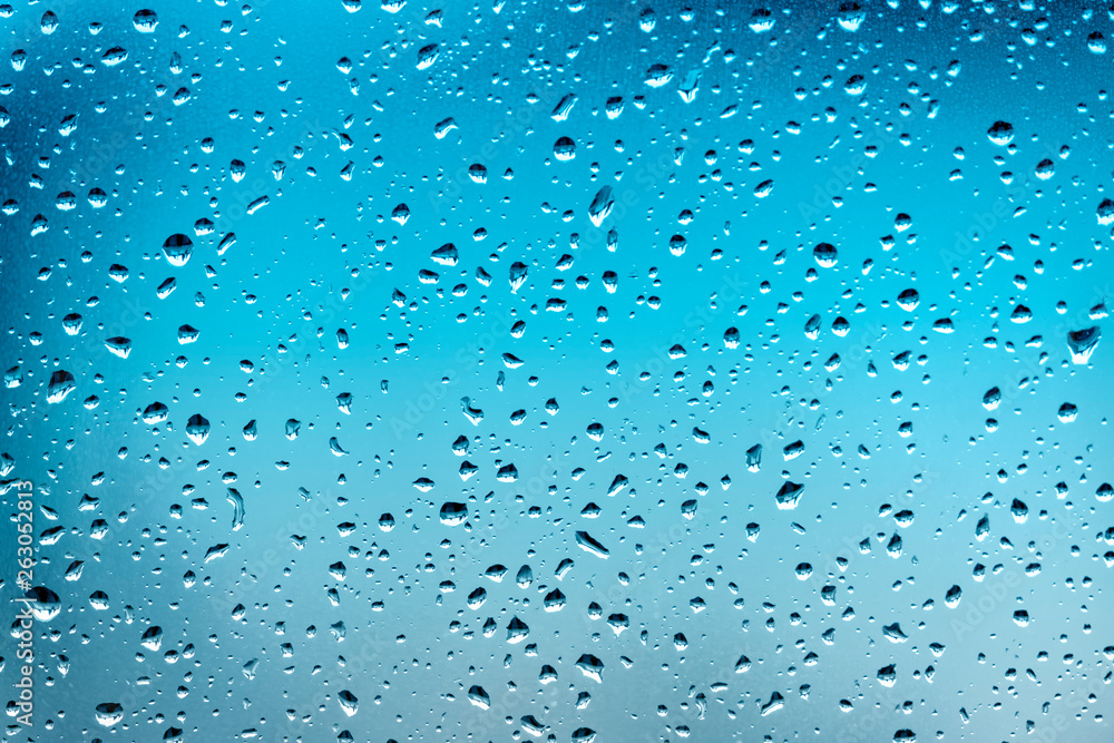 water drops on blue background