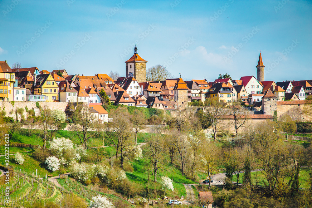 德国巴伐利亚州夏季的中世纪小镇Rothenburg ob der Tauber