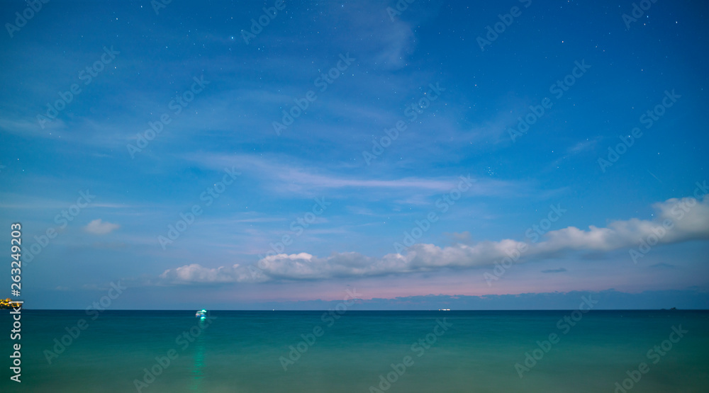 Long exposure image of sea in sunset time