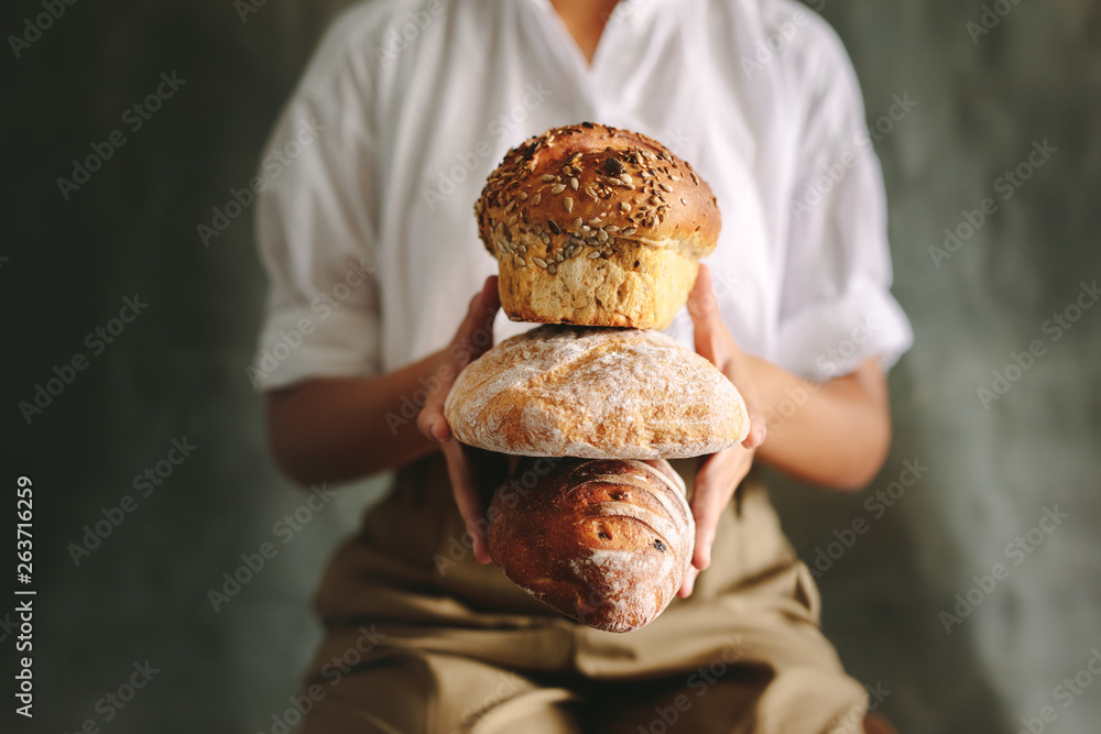 Various type of loaf bread