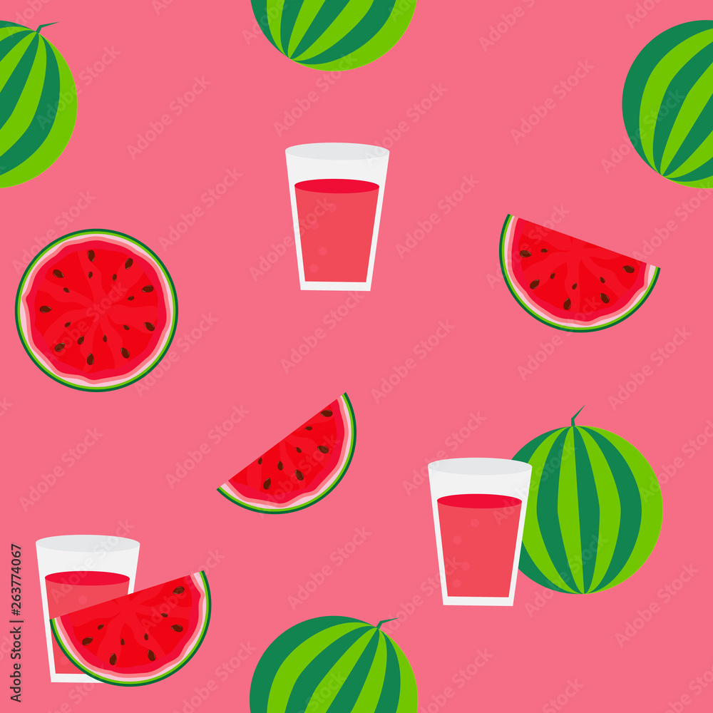 Fresh watermelon juice seamless pattern background vector illustration