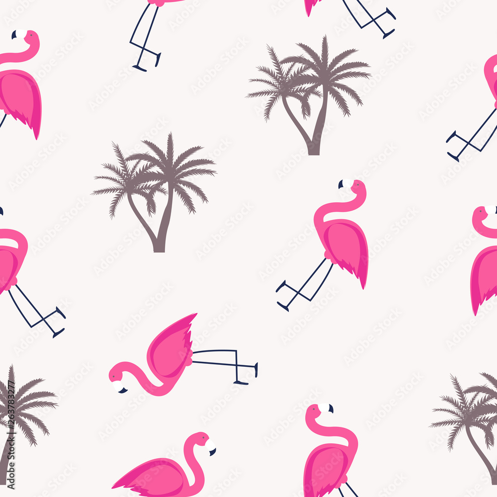 Cute Seamless Flamingo Pattern Vector Illustration