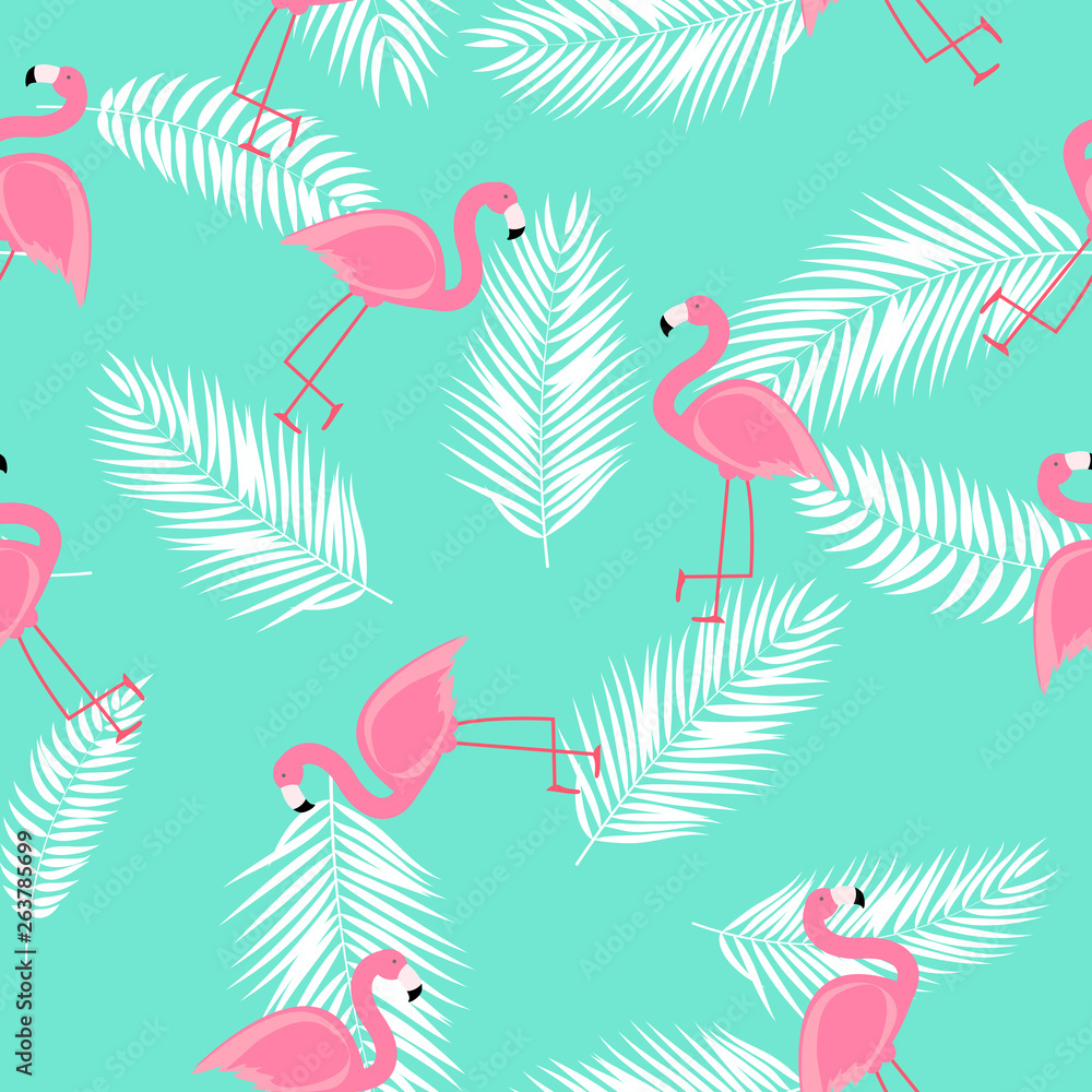 Cute Seamless Flamingo Pattern Vector Illustration