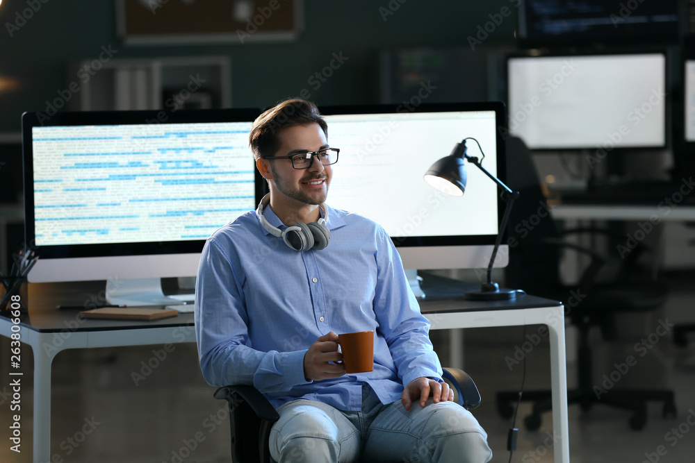 Portrait of male programmer in office