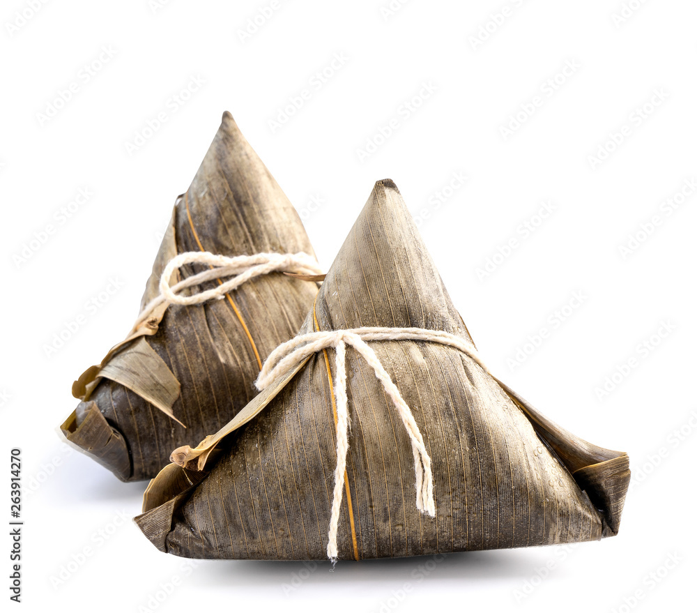 Zongzi, rice dumpling - Design concept of famous food in duanwu dragon boat festival, close up, clip