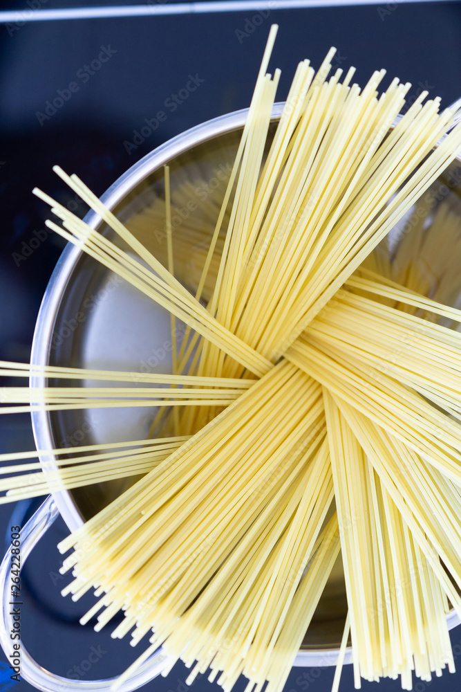 Pasta cooked in a pan