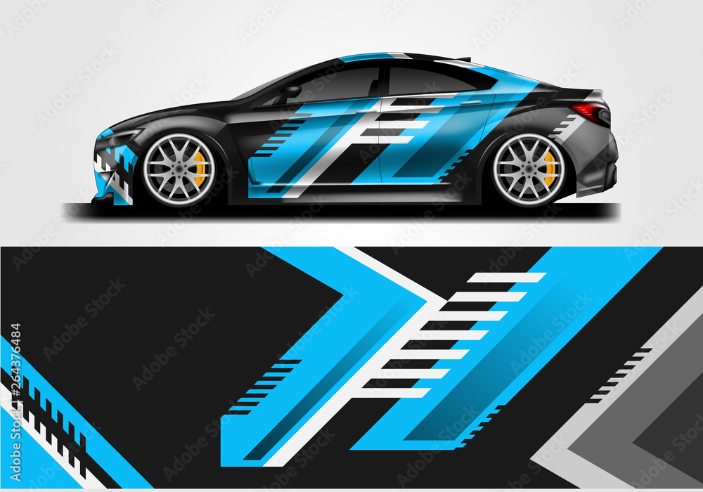 Livery decal car vector , supercar, rally, drift . Graphic abstract stripe racing background . File 