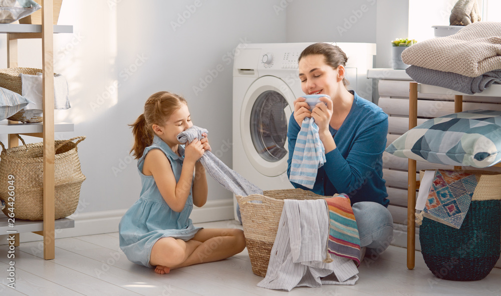 family doing laundry