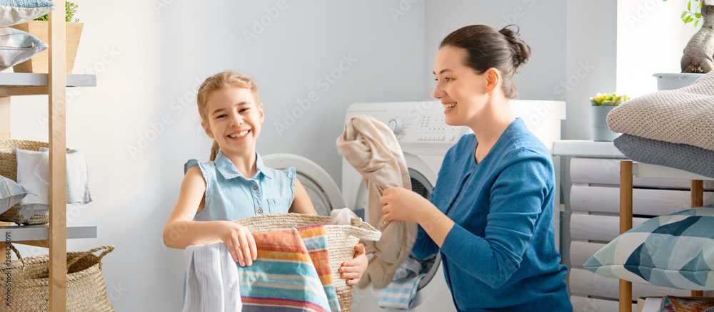 family doing laundry