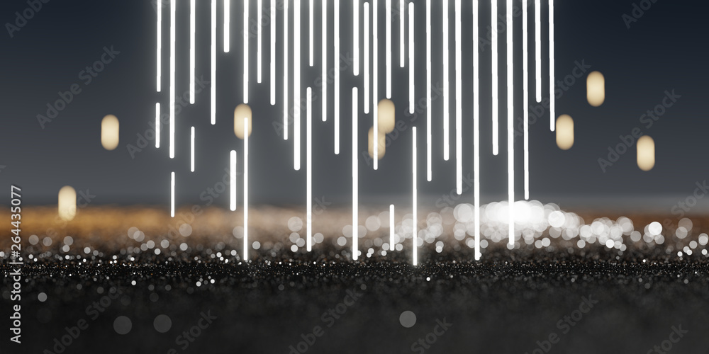 Lighting Bokeh Abstract Background, 3D rendering.