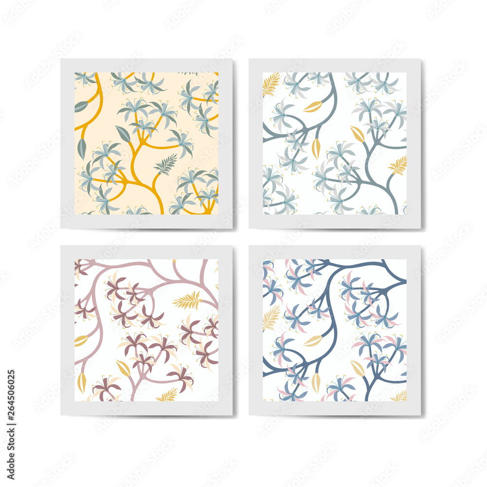 Nature leaf pattern design set