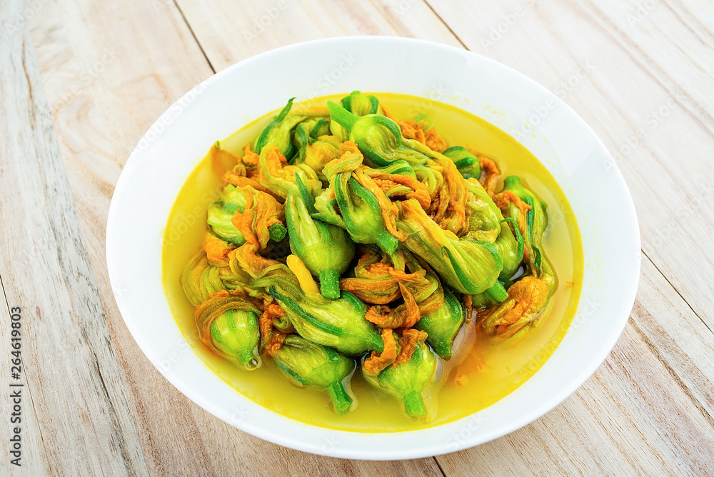 Chinese food, fried pumpkin flower