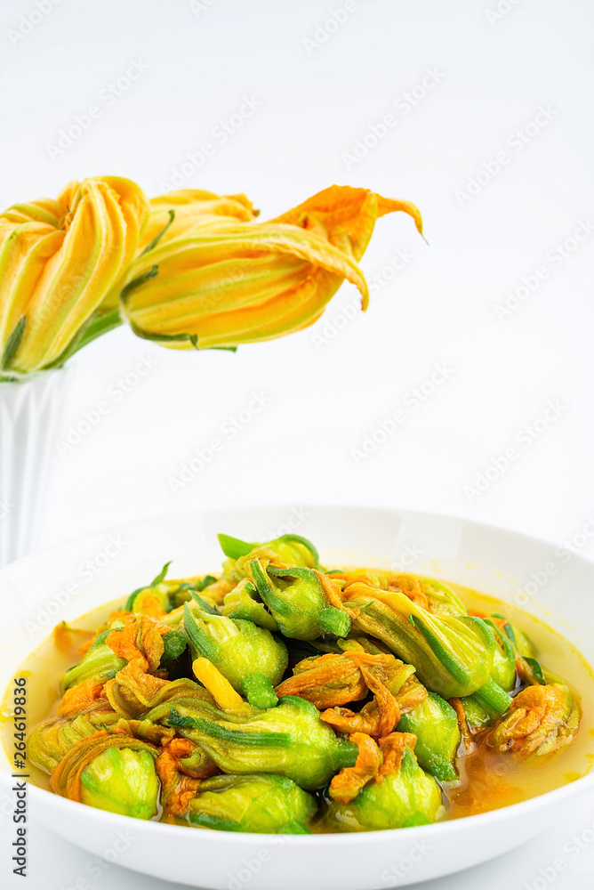 Chinese food, fried pumpkin flower