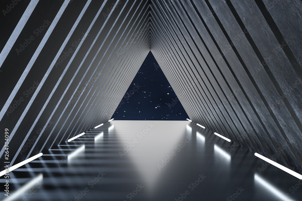 3d rendering, dark creative polygon elements