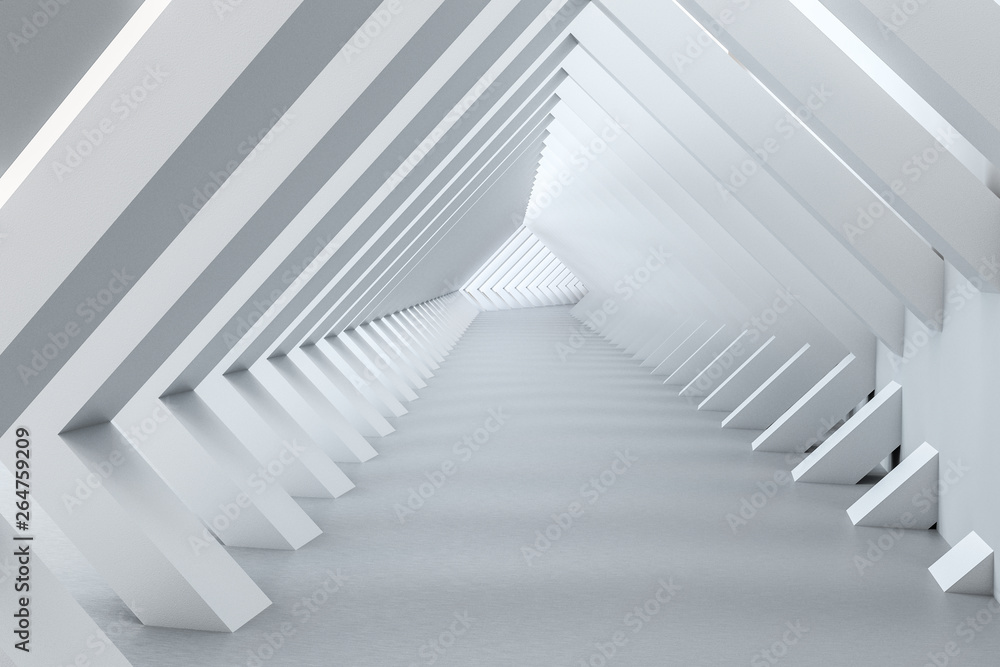 3d rendering, white interior building structure