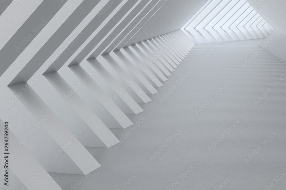 3d rendering, white interior building structure