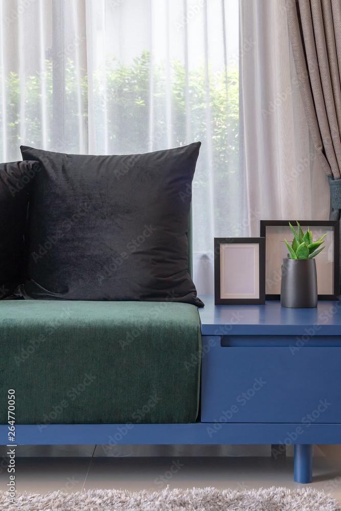 modern living room in blue color tone