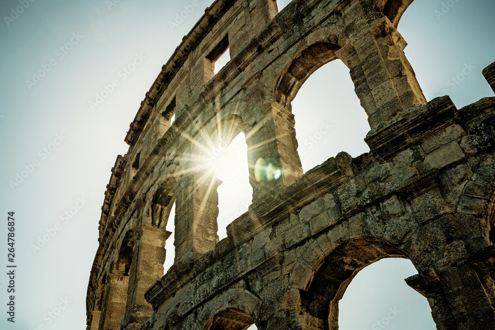 The Pula Arena is the famous Roman amphitheater in Pula, Istria, Croatia, Europe. It was constructed