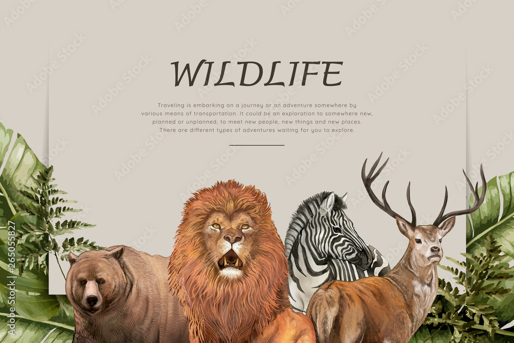 Hand drawn wild animals