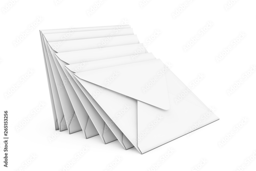 Stack of White Blank Envelope. 3d Rendering