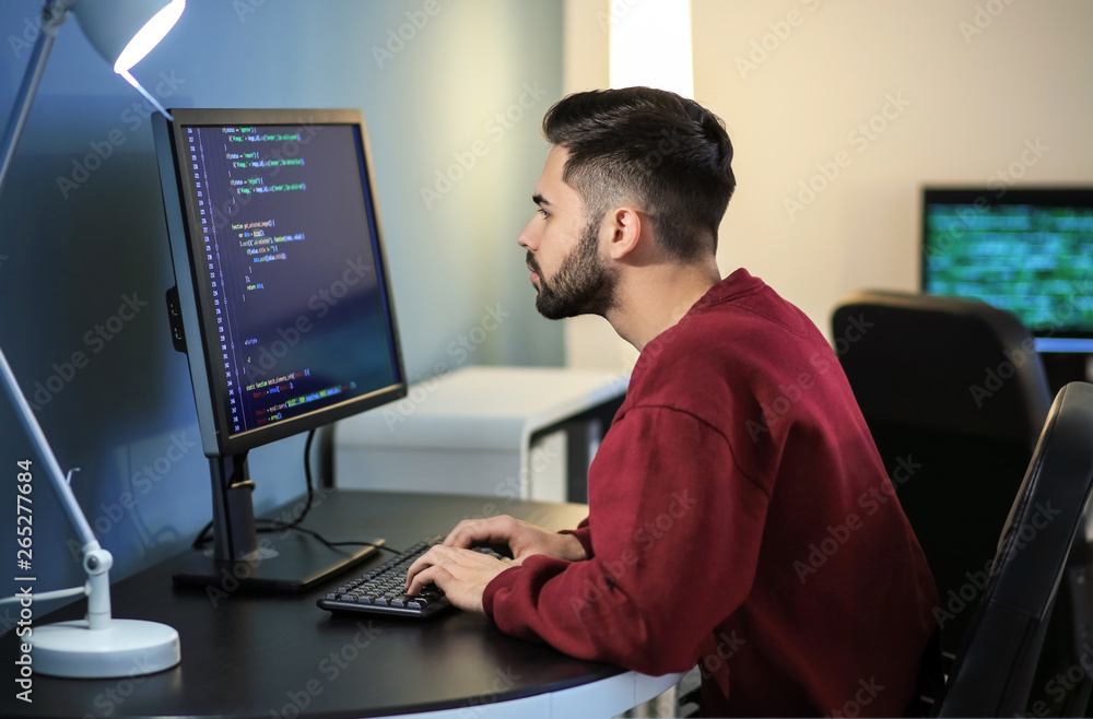 Male programmer working in office