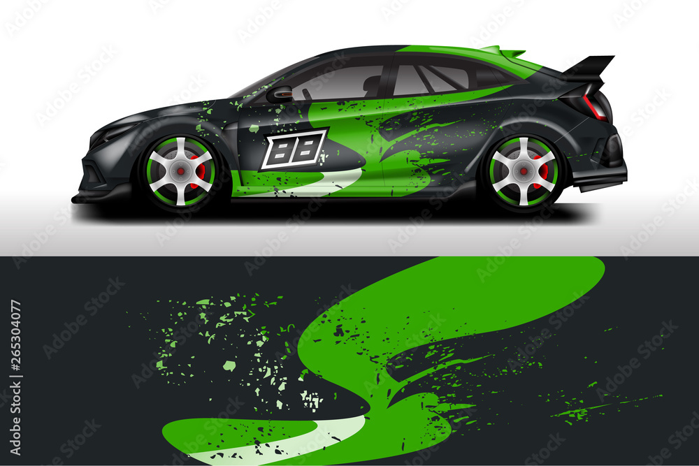 Wrap livery decal car vector , supercar, rally, drift . Graphic abstract stripe racing background .